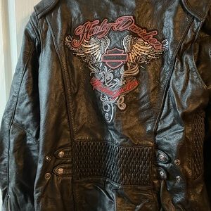 Harley Davidson leather riding jacket and vest